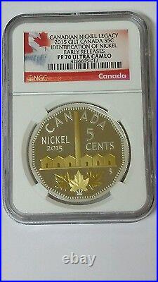2015 Canada 5C Gilt 1 oz Silver Coin Legacy of Nickel NGC PF70 UC ER SKU35958
