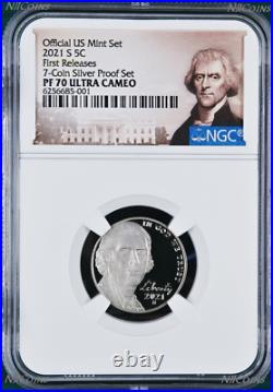 2021 US Mint 7-Coin Silver Proof SET Dime Cent Nickel Quarter $1 50c NGC PF70 FR