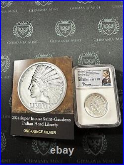 2024 NPF 1oz Silver Super Incuse Indian Head Double Eagle NGC SP70 FDOI Mercanti