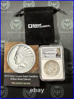 2024 NPF 2oz Silver Super Incuse Indian Head Double Eagle NGC SP70 FDOI Mercanti