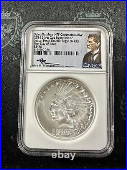 2024 NPF 2oz Silver Super Incuse Indian Head Double Eagle NGC SP70 FDOI Mercanti