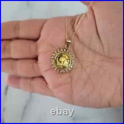 2.00 Ct Lab-Created Diamond Panda Coin Charm Pendant 14k Yellow Gold Plated