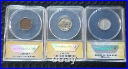 3 Coin Lot 1931s Penny Nickel & Dime ANACS AU Low Mintage
