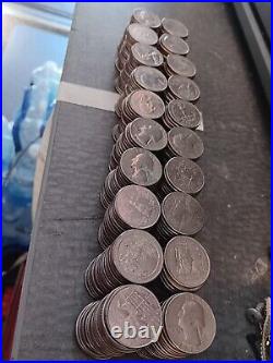 400 Coins, Bulk Bag ($100) Normal Regular Quarters. Real Mixed US Circulated