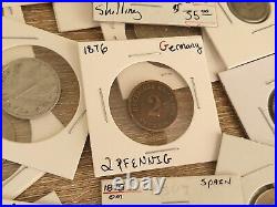 (85+) 1800's Numismatic Germany Spain Mexico Silver and World Coins Lot See Pics
