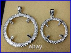 925 Sterling Silver Round Pendant setting prong jewelry Making Tools Coin