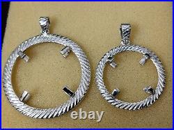 925 Sterling Silver Round Pendant setting prong jewelry Making Tools Coin