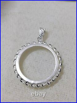 925 Sterling Silver Round Pendant setting prong jewelry Making Tools Coin