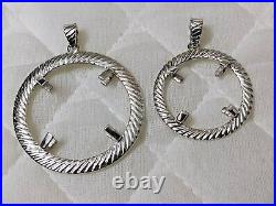 925 Sterling Silver Round Pendant setting prong jewelry Making Tools Coin