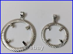 925 Sterling Silver Round Pendant setting prong jewelry Making Tools Coin