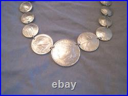 Antique coin neck-silver dimes, nickels, quarters, half dollars, Morgan dollar
