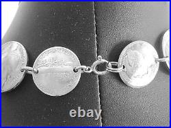 Antique nickel & silver Mercury dime linked necklace-beautifully domed-18