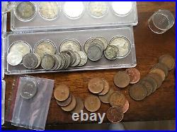 CANADA COINS Vintage Quarters-35&Dimes-18 Silver, Nickel-1, Pennies-21=Total 75
