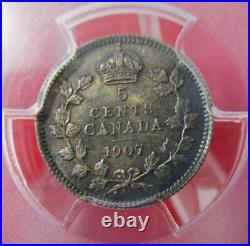 Canada 1907 Silver Nickel / 5 Cents PCGS MS 63 Wide Date #T1525