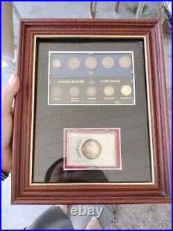 Coin Collectors Find! Framed Silver Half Dime, Dime, Nickel And Half Dollar Set