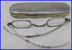Coin Silver G. Griswold Eye Glasses Early 1800's Rectangular Lenses Nickel Case