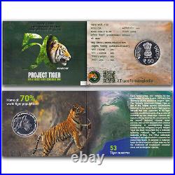 INDIA 2023 50th Years of Project Tiger, Animal, Nature, Coin Set Folder MNH