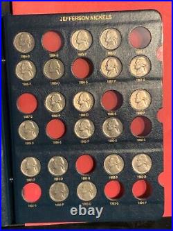 Jefferson nickels 120 coins circulated AND A WHITMAN CLASSIC BINDER