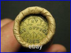 LINCOLN PENNY ROLL OLD CIVIL WAR TOKEN & SILVER MERCURY DIME END COINS? 119t