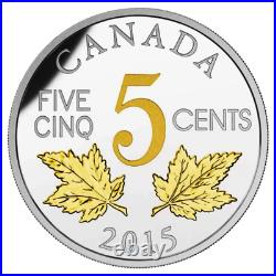 Legacy of the Canadian Nickel, 5 Cent Gold Plated Silver Coin (+GIFT), 2015