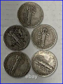 Lot Of 12 Silver Coins Collection Half A Dollar Buffalo Nickels / Dimes