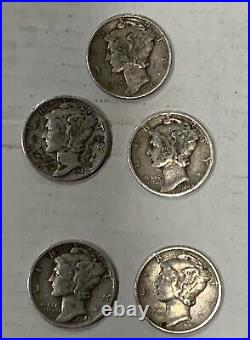 Lot Of 12 Silver Coins Collection Half A Dollar Buffalo Nickels / Dimes