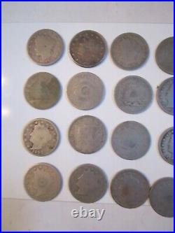 Lot Of (31) 1888 1912 U. S. Nickels 5 Cents Coins Silver Liberty Sc-1