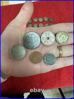 Lot of Mixed US Coins Large Cent, Buffalo Nickels, Silver War Nickels, Dimes