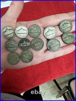 Lot of Mixed US Coins Large Cent, Buffalo Nickels, Silver War Nickels, Dimes