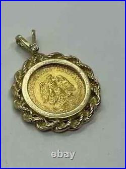 Men's 1945 Dos Pesos 20Coin Wedding Pendant 14k Yellow Gold Plated 18'' Chain