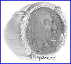 Men's Brushed Buffalo Nickel Sterling Silver Coin Ring