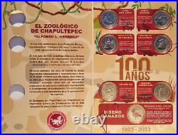 Mexico Set 7 Nickel Coins 2023, 100th Anniversary Zoo of Chapultepec, 1923-2023