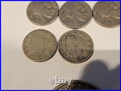 Mixed Coin Lot With MORGANS, SILVER 10 DEUTSCHE Mark BUFFALO & V NICKELS 35&37