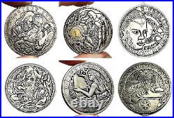 Movable Mechanism Coin Roman Booteen`s Hobo Nickel 6pcs Amazing Art Gift