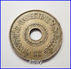 Palestine British Mandate Coin 20 Mils 1941 KM5 Copper Nickel VF 3 Languages Key