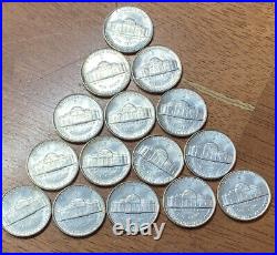 Qty (15) 1942-S Jefferson Silver War Nickel BU Coins Same As Picture