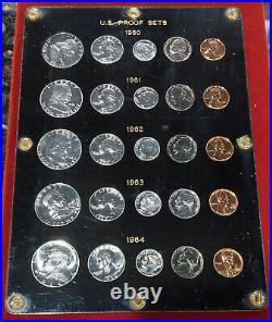 RARE 1960-1964 5 US Mint Silver PROOF Coin Set Lot withBerger Plastic Display Case