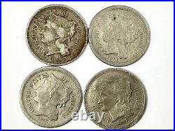 SMALL LOT OF RARE 3 CENT NICKEL COINS UNION SHIELD WithRAYS & LIBERTY With'CENTS