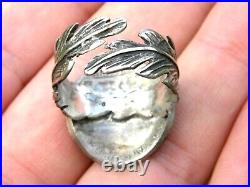 Signet ring authentic Buffalo Indian Nickel coin sterling silver feather adjusta