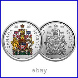 Two Canada 50 cents coins Special Coat of Arms Colored&Non-colored UNC 2020