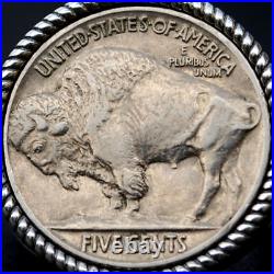 US 1913 1938 Indian Head Buffalo Nickel 925 Sterling Silver Ring Buffalo Skull