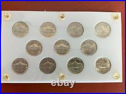 U. S. Wartime Silver Nickels 1942-1943 11 Coins In Capital Holder