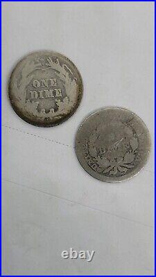Us Coin Lot Silver Three Cent Trimes Shield Nickel & Dimes