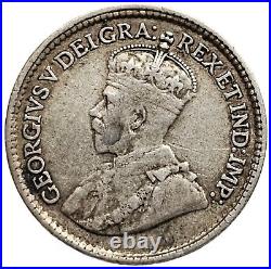 Very RARE 1919 C Canada Newfoundland 5 Cents. 925 Silver Coin King George V 0858