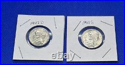 Vintage 1943 US Coin Lot of 8 Walking Liberty, Mercury Dime, Pennies & Nickels