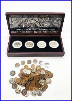 Vintage Silver Coins Lot Half Dollar Dimes Nickels Wheat Pennies Mixed Treasures