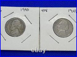 Vtg 1940s Coin Lot 1941 W Mercury Dime, 1940-43 P/S Pennies & 1941/2 P/S Nickel