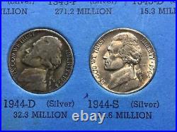 WW2? 9 Silver Nickel 5C 1942S 1944S 1945S 45 Coin 1939 196 Whitman Album 1945